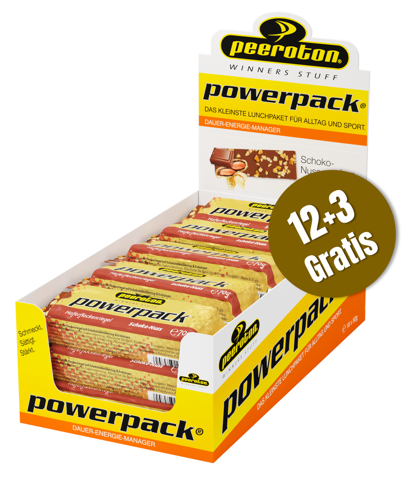 POWERPACK Energie Protein Riegel 15x70g - Schoko/Nuss